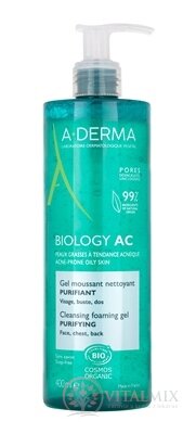A-DERMA BIOLOGY AC Čistiaci penivý gél na pleť so sklonom k akné 1x400 ml