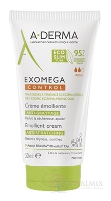 A-DERMA EXOMEGA CONTROL Emolienčný KRÉM (inov.2022, eco tube) 1x50 ml