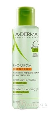 A-DERMA EXOMEGA CONTROL GEL LAVANT ÉMOLLIENT 2EN1 zvláčňujúci umývací gél, deti, 1x500 ml