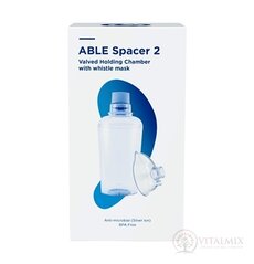 ABLE SPACER 2 + Medium Mask Nadstavec inhalačný s ventilom s náustkom a so strednou maskou s píšťalkou, 1x1 ks