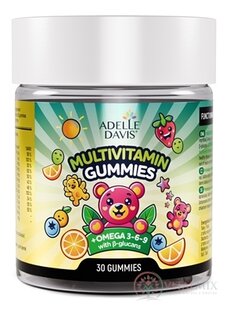 Adelle Davis MULTIVITAMIN GUMMIES+Omega+glucans želatínové medvedíky, príchuť banán-čučoriedka 1x30 ks