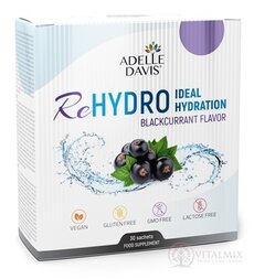Adelle Davis ReHYDRO - Idealny pitný režim prášok s ríbezľovou príchuťou (balenie krabička - inov.2024) vrecká 1x30 ks