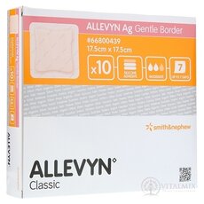 ALLEVYN Ag Gentle Border Krytie na rany 17,5x17,5 cm, adhezívne krytie so silikónom s obsahom striebra 1x10 ks