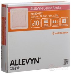 ALLEVYN Gentle Border Krytie na rany 12,5x12,5 cm, adhezívne penové krytie so silikónovým gélom 1x10 ks