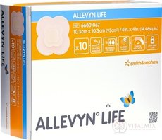 ALLEVYN LIFE Krytie na rany 10,3x10,3 cm, adhezívne penové krytie so silikónovým gélom 1x10 ks