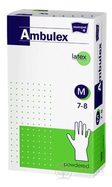 Ambulex rukavice LATEX veľ. M, nesterilné, pudrované 1x100 ks