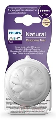 AVENT CUMLÍK na fľašu Natural Response 4 stredný prietok, 3m+, silikónový 1x2 ks