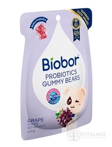 Biobor PROBIOTICS GUMMY BEARS GRAPE FLAVOR želé medvedíky s hroznovou príchuťou a probiotikami, 1x45 g