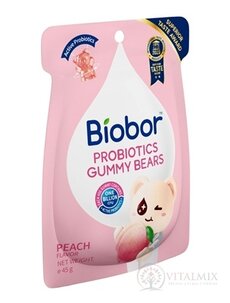 Biobor PROBIOTICS GUMMY BEARS PEACH FLAVOR želé medvedíky s broskyňovou príchuťou a probiotikami, 1x45 g