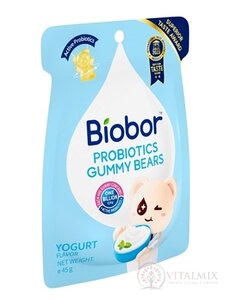 Biobor PROBIOTICS GUMMY BEARS YOGURT FLAVOR želé medvedíky s jogurtovou príchuťou a probiotikami, 1x45 g