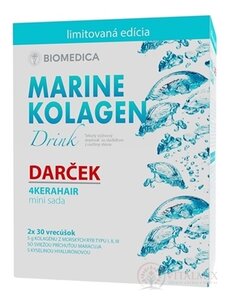 BIOMEDICA Marine kolagen drink + Darček vrecúška 2x30 ks (60 ks) + darček mini sada 4Kerahair, 1x1 set