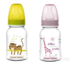 Canpol Babies Fľaša tvarovaná 125 ml plast, farebný motív, silikónový cumlík, 1x1 set