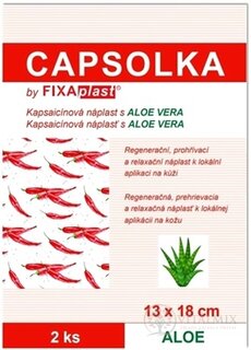 CAPSOLKA hrejivá kapsaicínová náplasť s ALOE VERA 13 x 18 cm, 1x2 ks