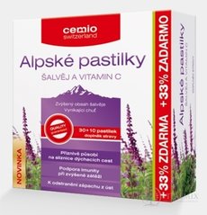 Cemio Alpské pastilky ŠALVIA A VITAMÍN C pastilky 30+10 (33% zadarmo) (40 ks)