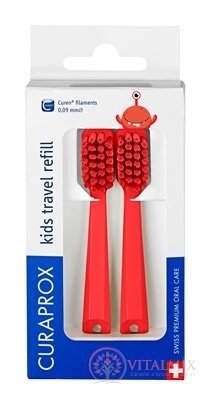 CURAPROX Kids travel refill CS 5500 červený, DUO náhradné hlavičky na kefku, ultra soft 1x2 ks