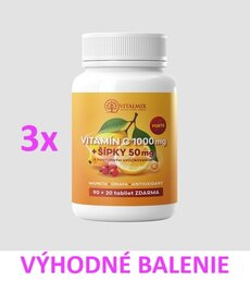 VITALMIX VITAMÍN C 1000mg+ŠÍPKY 50mg FORTE 3X (90+20tbl) ZDARMA