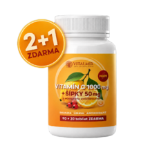 VITALMIX VITAMÍN C 1000mg+ŠÍPKY 50mg FORTE 90+20tbl AKCIA 2+1 ZDARMA