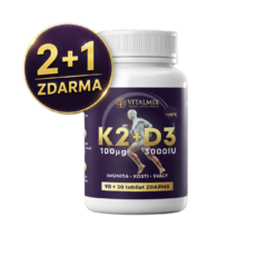 VITALMIX VITAMÍN K2 100µg + D3 FORTE 3000IU 90+20tbl AKCIA 2+1 ZDARMA