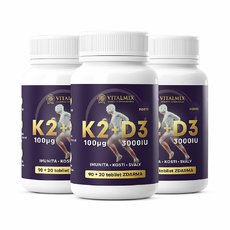VITALMIX|VITAMÍN K2 100µg + D3 FORTE 3000IU 3x 90+20 TBL ZDARMA