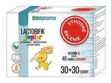 EDENPharma LACTOBIFIK Junior (Výhodné balenie) žuvacie tablety 30+30 + zadarmo Vitamín C tbl 40, 1x1 set