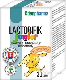 EDENPharma LACTOBIFIK Junior žuvacie tablety, príchuť pomaranč 1x30 ks