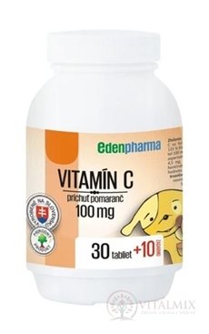 EDENPharma VITAMÍN C 100 mg príchuť pomaranč tbl 30+10 zadarmo (40 ks)