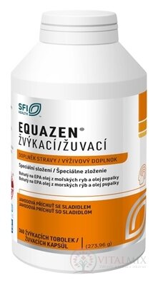 EQUAZEN žuvacie cps s jahodovou príchuťou (EPA olej z rýb a olej pupalky)1x360 ks