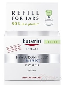 Eucerin HYALURON-FILLER+3xEFFECT Denný krém REFILL suchá pleť, Anti-Age, SPF15, náhradná náplň 1x50 ml