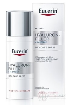 Eucerin HYALURON-FILLER+3xEFFECT Denný krém SPF15 normálna a zmiešaná pleť, Anti-Age, tuba 1x50 ml
