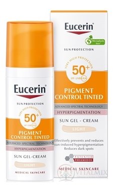 Eucerin SUN PIGMENT CONTROL TINTED SPF 50+ LIGHT emulzia na opaľovanie s depigmentačným účinkom, svetlá 1x50 ml