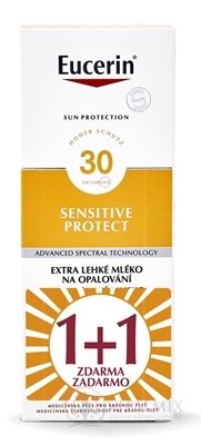 Eucerin SUN SENSITIVE PROTECT SPF 30 mlieko na opaľovanie, extra ľahké (1+1 zadarmo) 2x150 ml