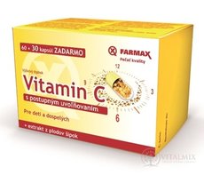 FARMAX Vitamín C s pozvoľným uvoľňovaním 500 mg + extrakt z plodov šípok, cps 60+30 zadarmo (90 ks)