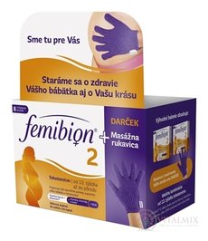 Femibion 2 Kys. listová a Metafolin + DHA + VIT.D3 DUOPACK (2x28 tbl + 2x28 cps), na 8 týždňov + darček (masážna rukavica), 1x1 set