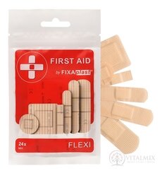 FIXAplast FIRST AID FLEXI náplasť MIX elastická, stripy, rôzne veľkosti a tvary 1x24 ks