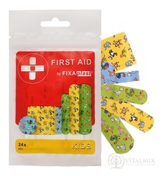 FIXAplast FIRST AID KIDS náplasť MIX stripy, rôzne veľkosti, tvary a motívy 1x24 ks