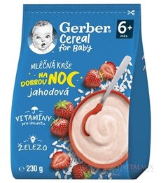 Gerber Cereal Mliečna KAŠA Dobrú noc Jahodová (od ukonč. 6. mesiaca) 1x230 g