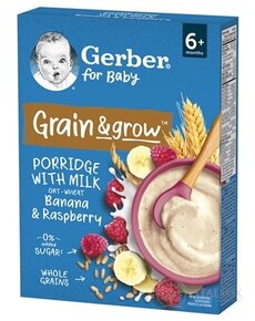 Gerber for Baby Mliečna KAŠA Pšenično-ovsená banán a malina (od ukonč. 6. mesiaca) 1x200 g