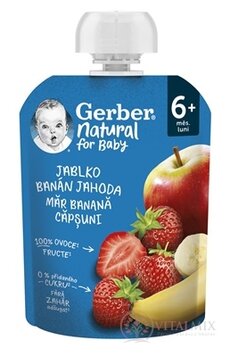 Gerber Natural Kapsička Jablko, banán a jahoda ovocná desiata (od ukonč. 6. mesiaca) 1x90 g