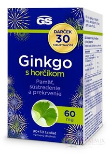 GS Ginkgo 60 mg s horčíkom Darček tbl (inov.2024) 90+30 navyše (120 ks)