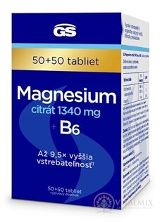 GS Magnesium citrát 1340 mg + B6 tbl 50+50 (100 ks)