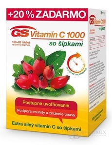 GS Vitamín C 1000 so šípkami 100+20 (20 % zadarmo) (120 ks)