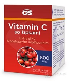 GS Vitamín C 500 mg so šípkami tbl 50+10 (inov.2023) (60 ks)