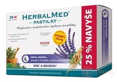 HERBALMED PASTILKY krk a imunita - Dr.Weiss (šalvia, ženšen, 20 bylín, vit.C) pastilky (24+6 navyše) 1x30 ks