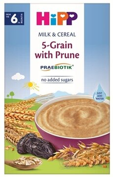 HiPP Mliečna KAŠA PRAEBIOTIK viaczrnná so slivkami (od 6. mesiaca) (5-zrnná) (inov. 2025) 1x250 g