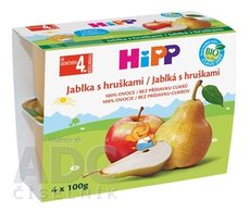 HiPP Príkrm BIO 100% Ovocie Jablká s hruškami (od ukonč. 4. mesiaca) 4x100 g
