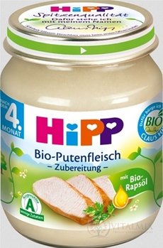 HiPP Príkrm BIO Morčacie mäso - pyré mäso (od ukončeného 4. mesiaca)(Bio-Putenfleisch-püriert) 1x125 g