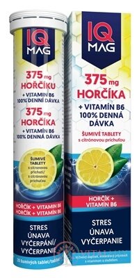IQ MAG HORČÍK 375 mg + Vitamín B6 šumivé tablety s citrónovou príchuťou 1x20 ks