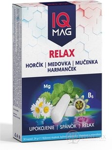 IQ MAG RELAX cps horčík, B6, medovka, mučenka, harmanček 1x30 ks