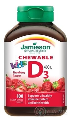 JAMIESON VITAMÍN D3 KIDS 400 IU jahoda tbl na cmúľanie 1x100 ks