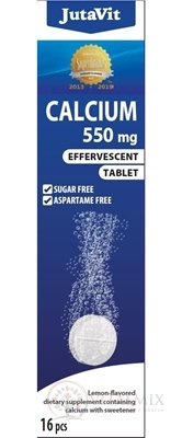 JutaVit Vápnik 550 mg šumivé tablety s citrónovou príchuťou 1x16 ks